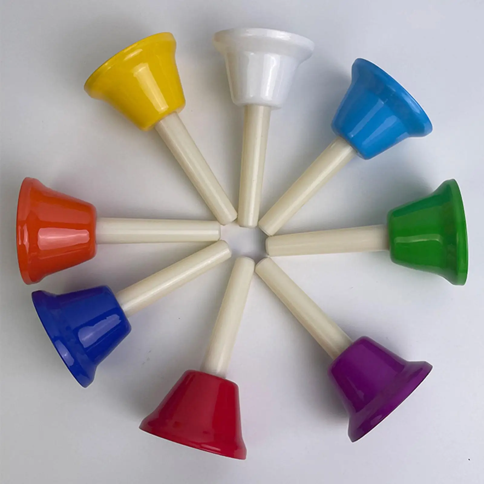 8x Hand Bells Handbells Musical Bells Colorful Handbells Musical Instrument for Wedding Kids Holiday Classroom Party Supplies