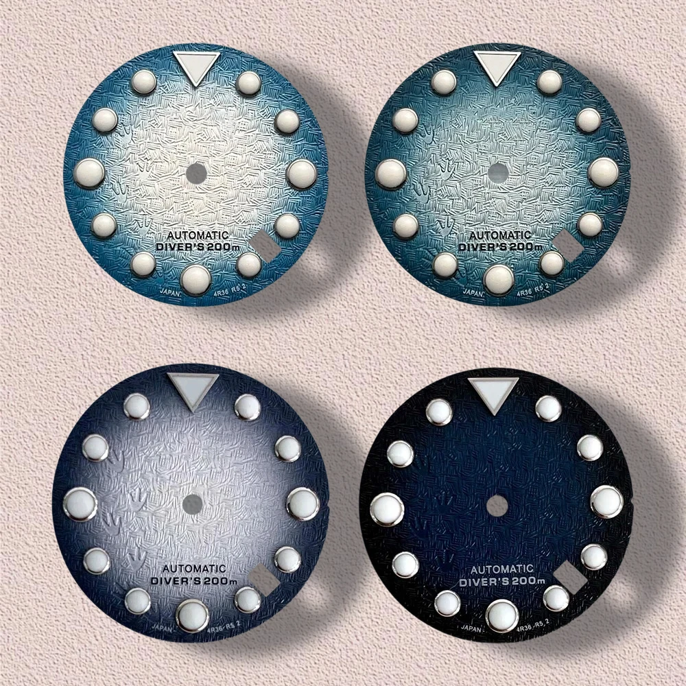 

High Quality 28.5mm S Logo NH35 Dial 3D Footprints Dial Fit NH35 Movement C3 Green Luminous SKX007/SUB Dial NH35 Accessories