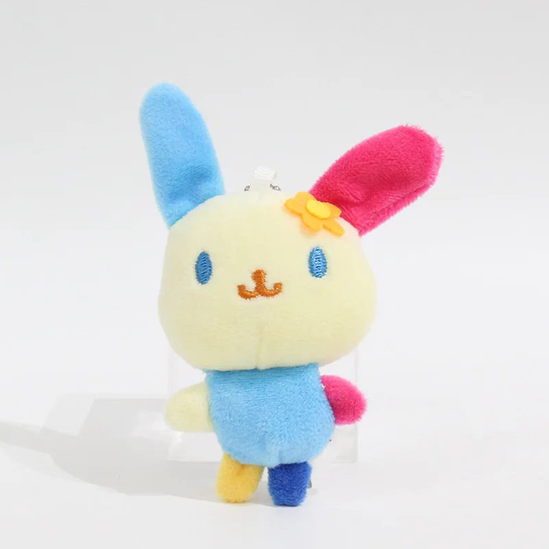 Porte-clés en peluche lapin fleur, Style japonais Kawaii, pendentif lapin coloré, décoration, sac à dos mignon, ornement suspendu, cadeau pour filles