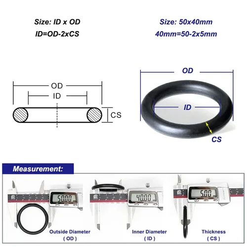 Imagen 2 del producto Junta tórica NBR CS 2,65mm ID 5mm ~ 150mm espaciador de goma de nitrilo butadieno negro arandela resistente al aceite sellado redondo 10/50 Uds