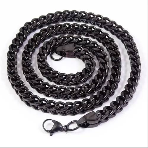 Chavin 6 Mm. Herringbone Model Black Steel Men 'S Chain Dp92