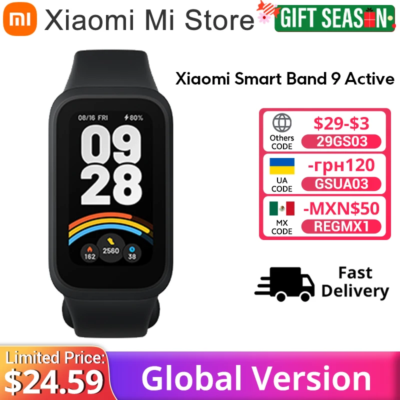 Global Version Xiaomi Smart Band 9 Active 1.47'' Display 18-day Battery Life Modes All-day Health And Fitness Monitoring 5ATM