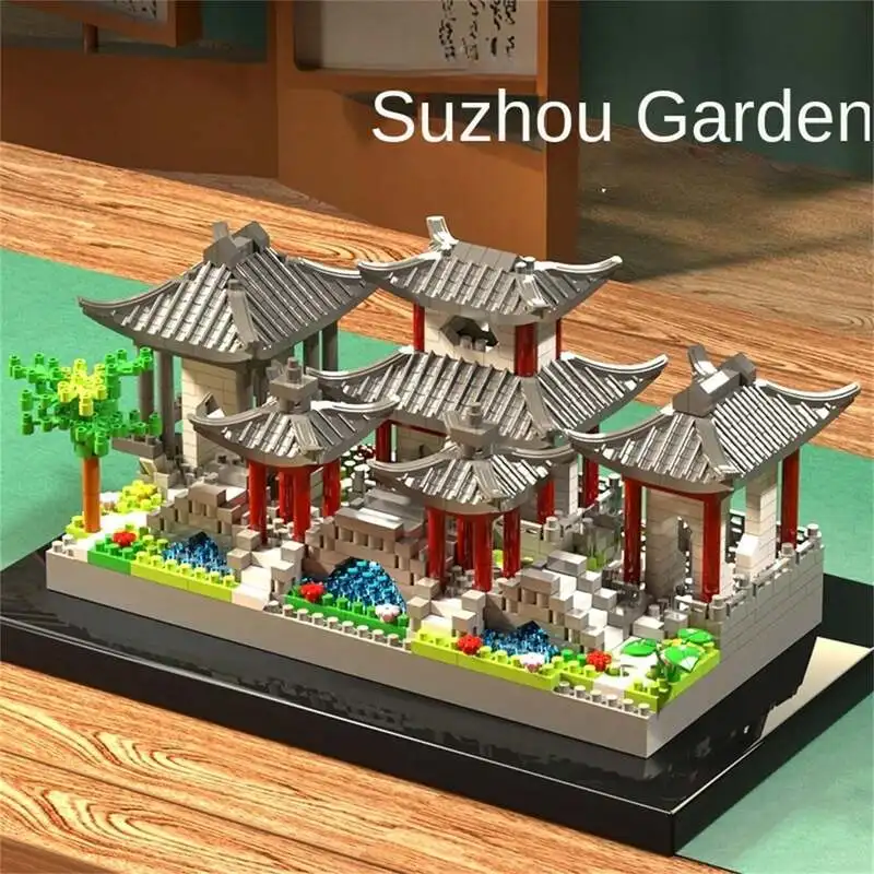 Suzhou Garden puzzle micro particle assembly type building block ethnic style building block toy