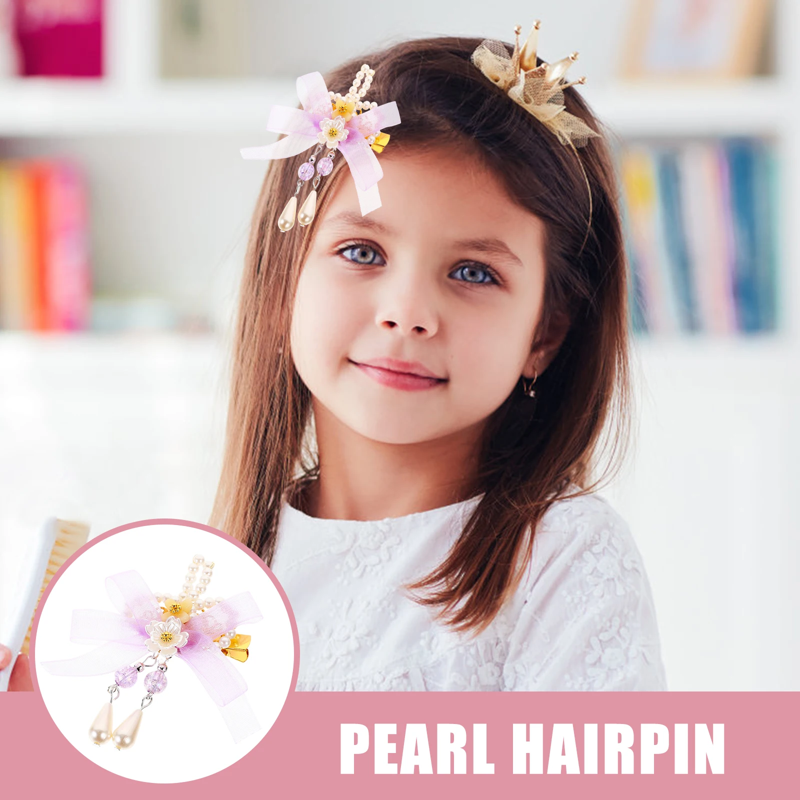 

2Pcs Tassel Hair Clips Flower Pins Pearl Decorations Women Girls Wedding Party Accessories Hair Clips Flower Clip