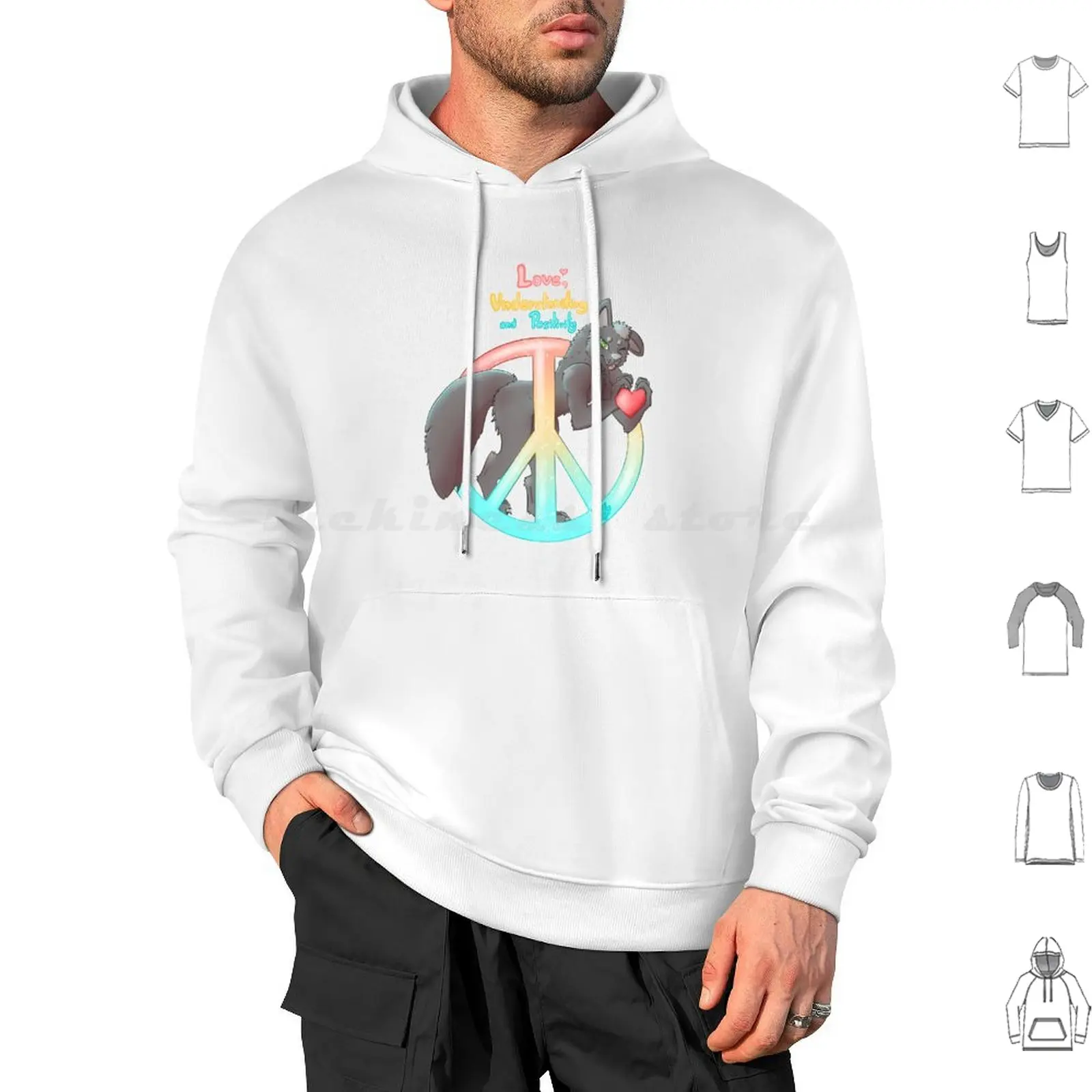 

Толстовка с капюшоном Love, Understanding & Positivity из хлопка с длинными рукавами Furry Peace Love Understanding Positivity