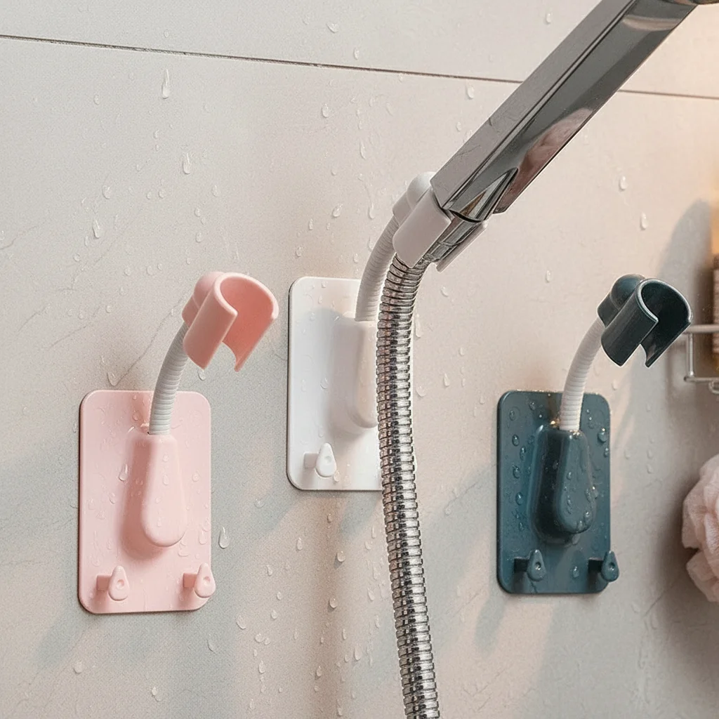

360° Rotation Shower Head Holder Adjustable Self-Adhesive Bracket Wall-Mounted for Bathroom Shower Installations