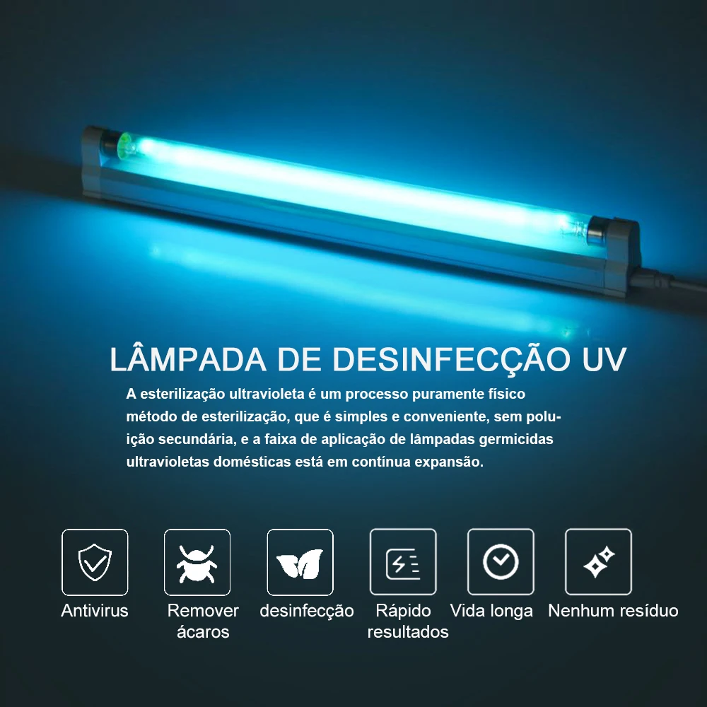 Lámpara de cuarzo UVC, luz germicida ultravioleta, 6W, 8W, 220V, esterilizador de luz UV, Bombilla T5, lámpara bactericida de ozono, Mata ácaros del