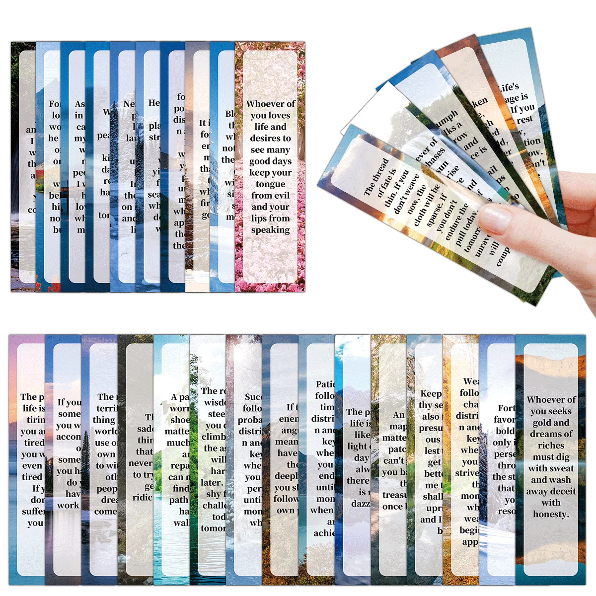 30 Uds. Marcapáginas de escritura bíblica con citas inspiradoras cristianas con diseño de paisaje para regalos, suministros para profesores de escuela, decoración Diy