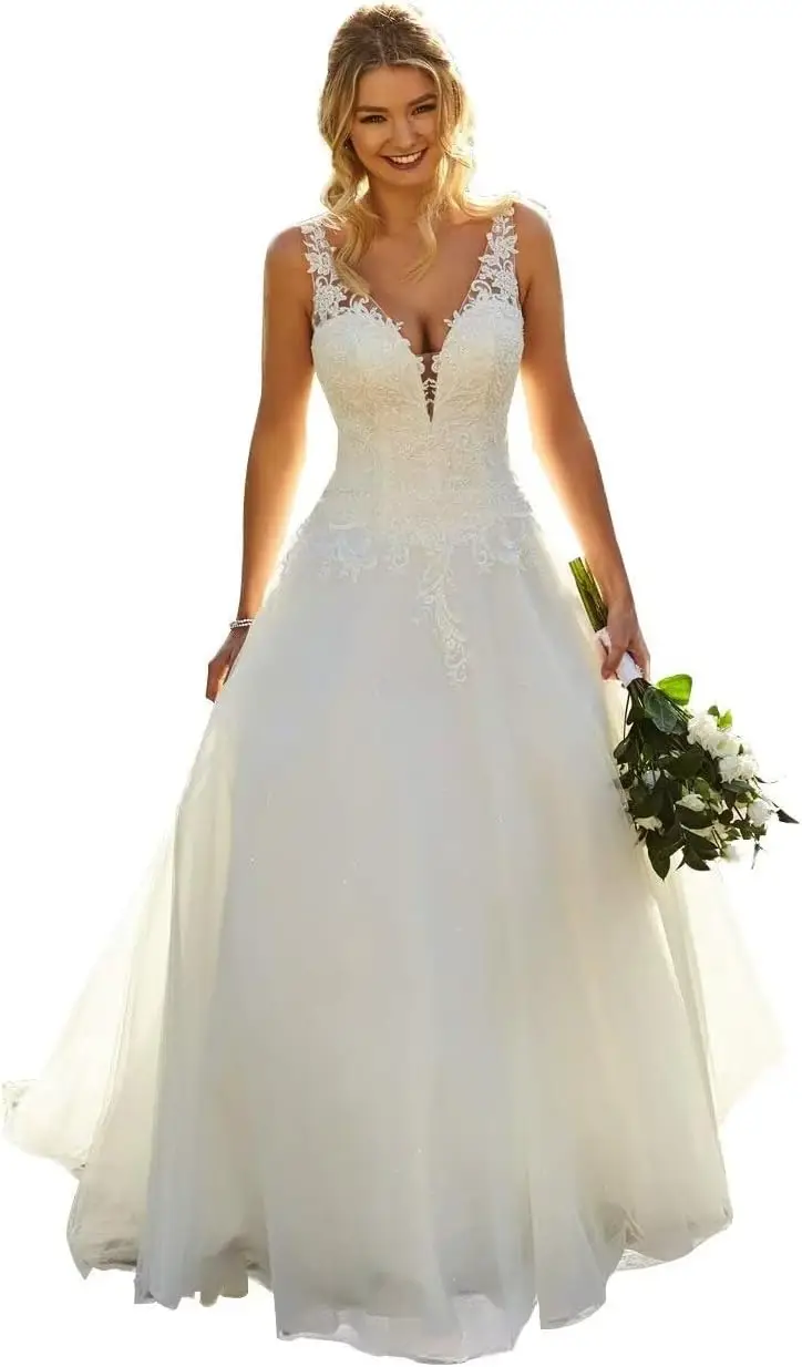 

Boho Lace Wedding Dresses for Bride 2025 Tulle Long Sleeve Wedding Dress Ball Gowns Satin Mermaid Bridal Gown