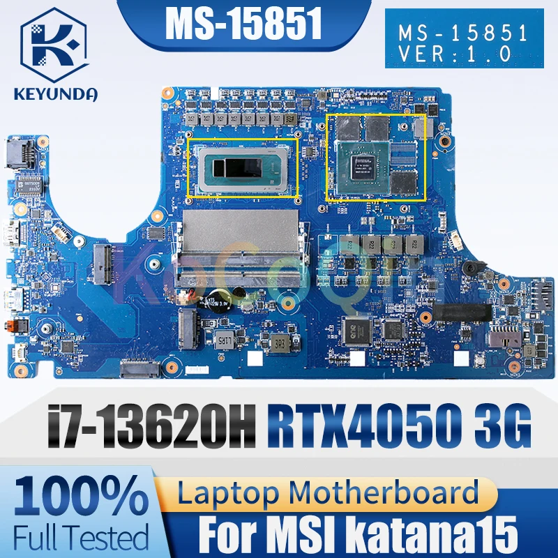 

MS-15851 For MSI katana15 Notebook Mainboard SRMJ0 i7-13620H GN21-X2-K1-A1 RTX4080 3G Laptop Motherboard Full Tested