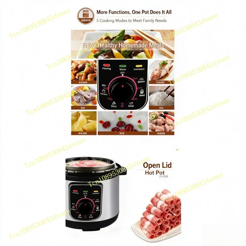 5L Smart Electric Pressure Cooker - Multi-Functional Compact Rice Cooker for Household Use