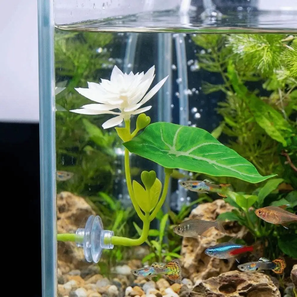 Simulated Lotus Leaves Fighting Fish Resting Leaves Artificial Plastic Betta Fish Floating Bed with Suction Cup Fake Plant