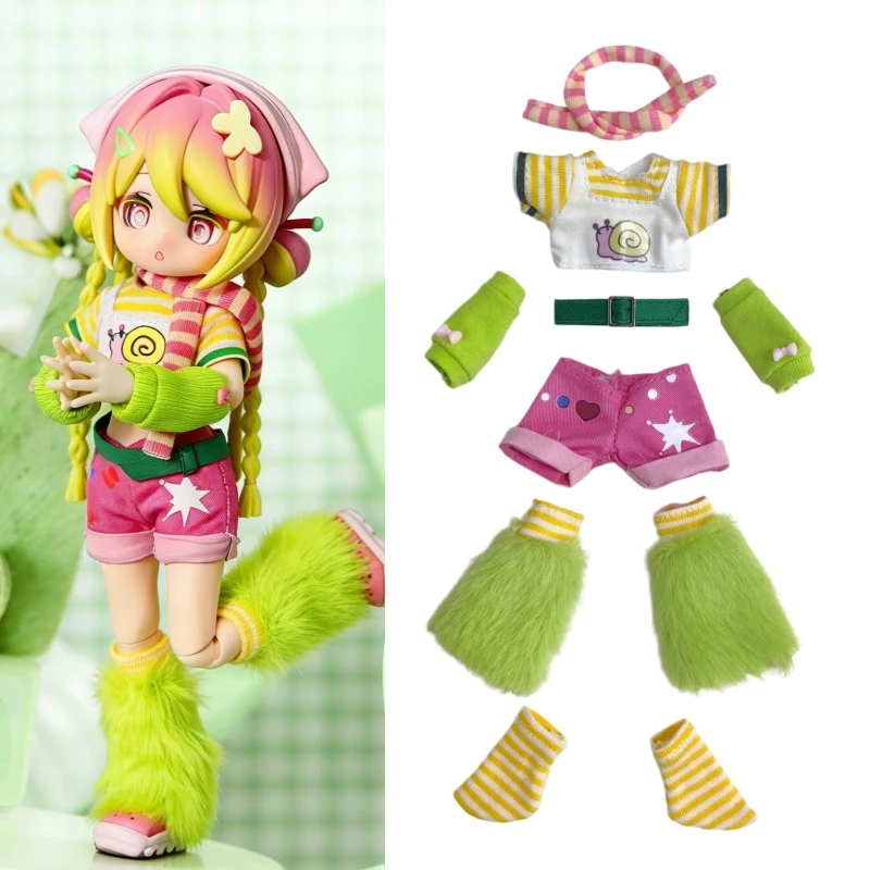 

Комплект одежды для куклы BJD Free Spirit: шорты-«улитки» и футболка, для кукол BJD 1/12, наряд для куклы.