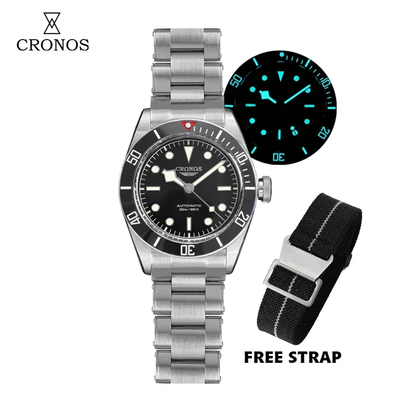 Cronos Luxury Men's Watches 41mm Diver BB58 Vintage Automatic Wristwatches Female End Links Sapphire 20 Bar Waterproof BGW-9 Lum