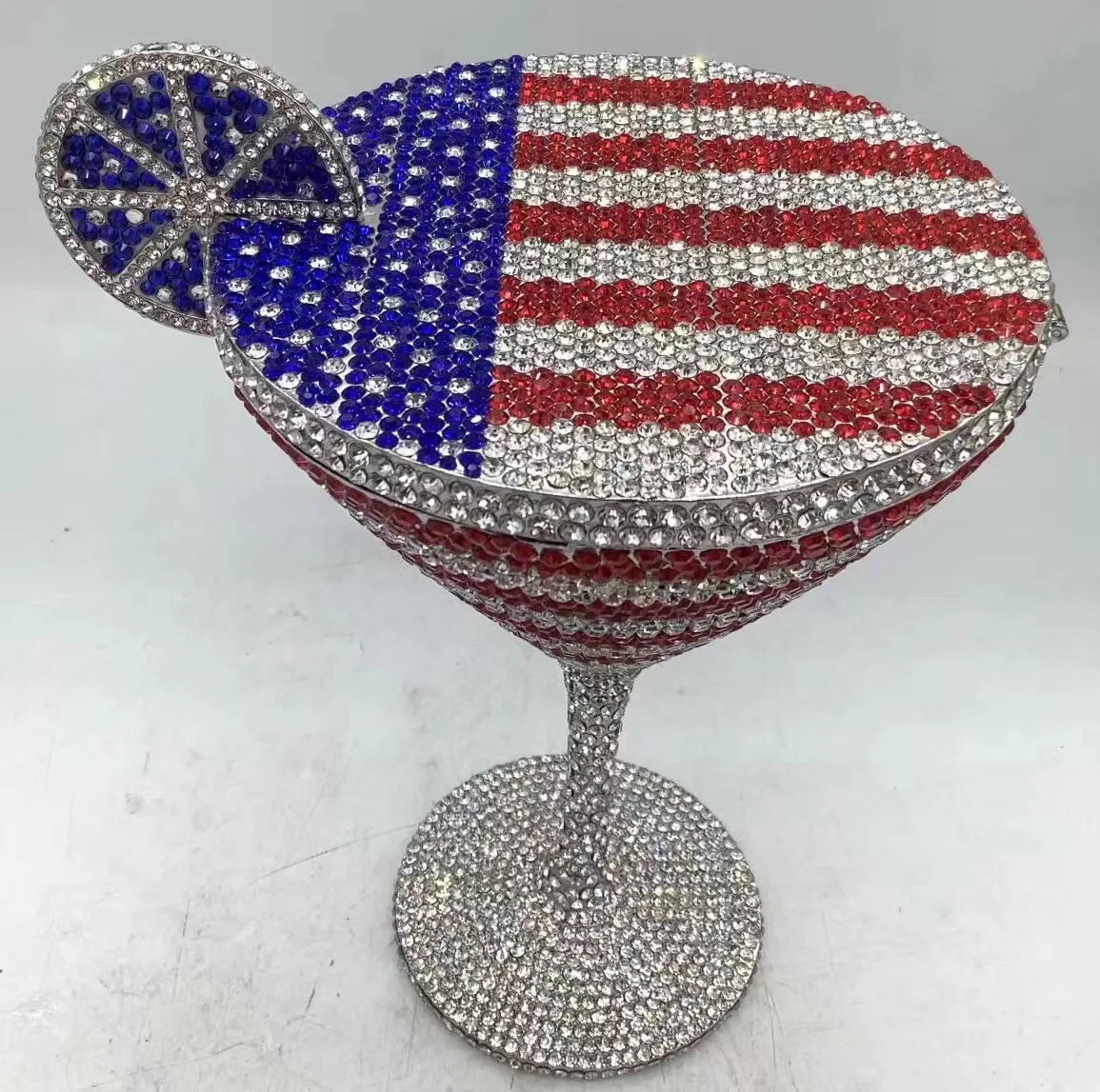 American Flag Martini Crystal Evening Bag Clutch Luxury Diamond Wedding Party Purse Rhinestone Handbags Prom Clutches Bags