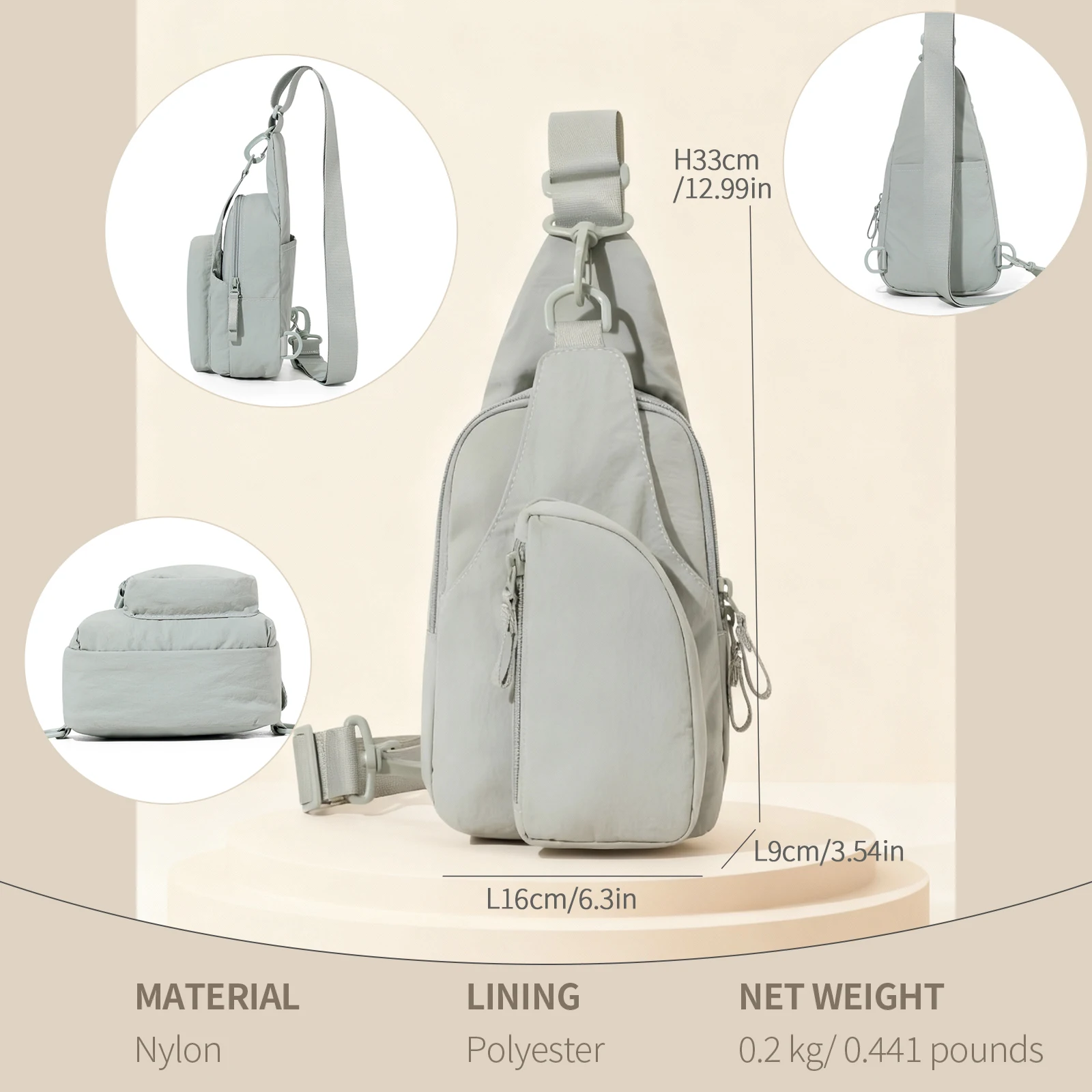 حقيبة كروس صغيرة للنساء والرجال خفيفة الوزن، حزمة يومية فاني لركوب الدراجات، مقاومة للماء من النايلون، حقيبة كتف للتخييم والمشي لمسافات طويلة #6