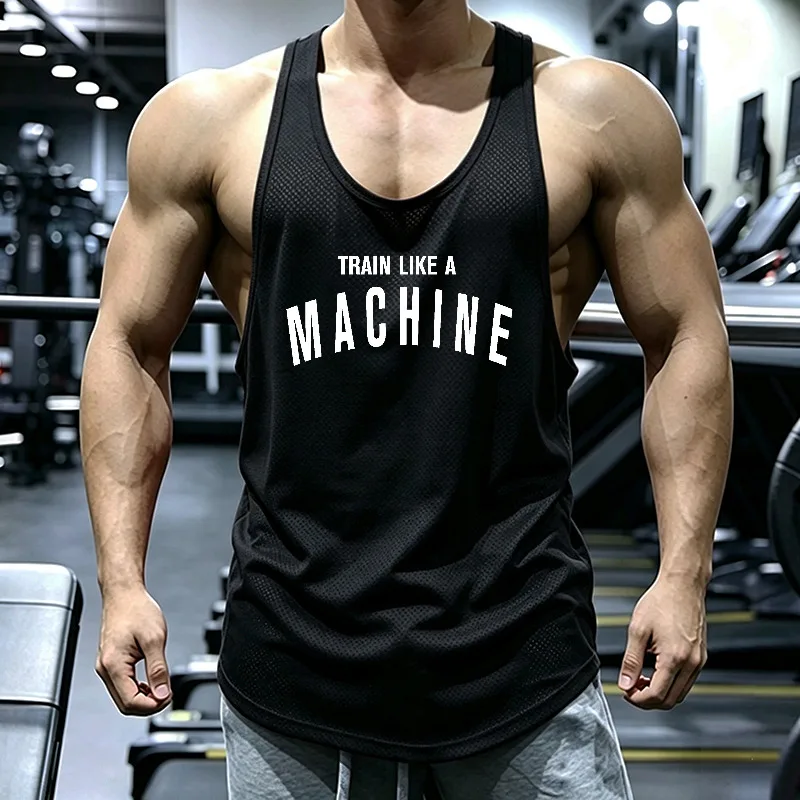 Summer Mesh Absorb Sweat Quick Dry Jogging Vests Gym Bodybuilding Fitness Muscle Tank Tops Mens Casual Sport Sleeveless T-shirts