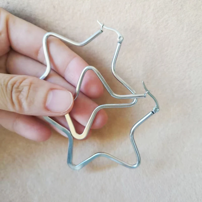 316 L Stainless Steel Hoop Earrings Star Shape Design Never Fade Good Quality