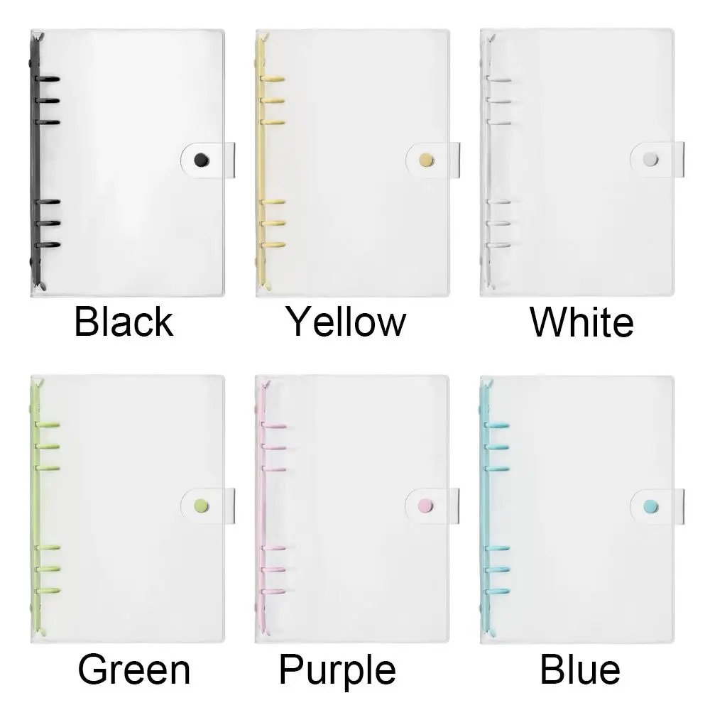 A5 A6 Transparent PVC Loose-Leaf Notebook Cover Folder Macaron Color 6 Ring Binder Diary Journal Planner School Stationery