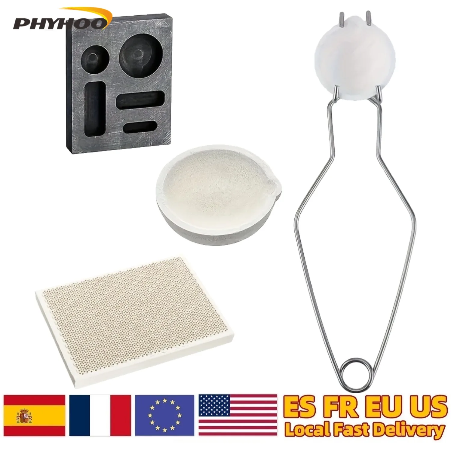 

4 Pieces Small Melting Bowl Crucible Clamp Set Gold Silver Copper Melting Crucible Honeycomb Board Oil Groove Jewelry Tools