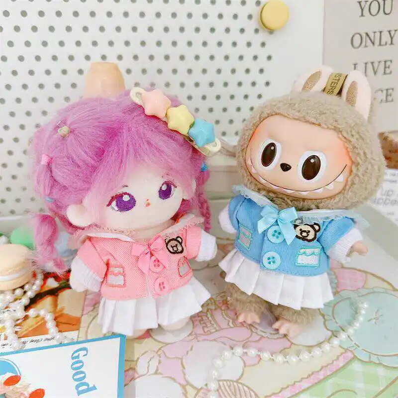 10cm Cute Dress 2Pcs Set Idol Doll Clothes Kawaii JK Uniforms for Plush Cotton Idol Doll Cartoon Fans Girls Kid Collection Gifts