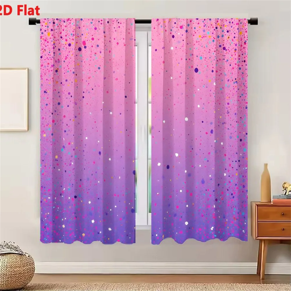 2Pcs Curtains Vibrant Abstract Background With Gradient Pink Purple Violet And Multicolored Confetti Dots For Festive Creative D
