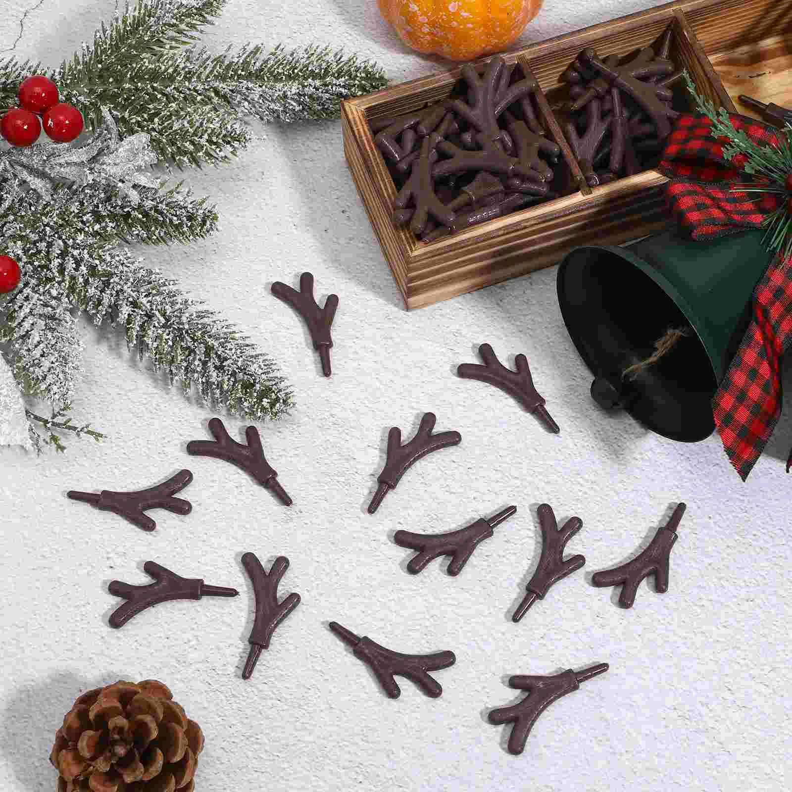 100 PCS Branch Antlers Craft Adornments Christmas DIY Accessories Toys Decor Sticker