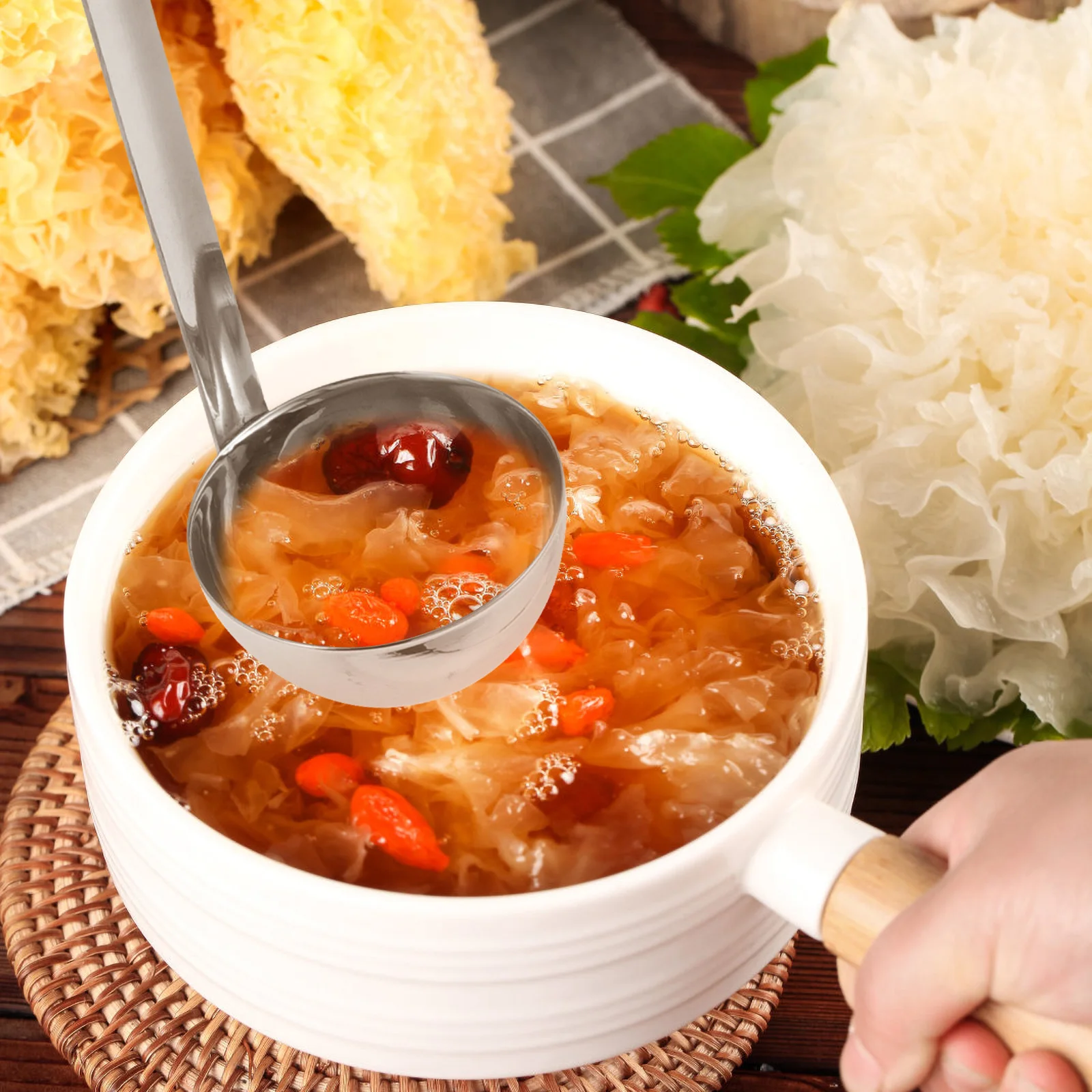 

Alipis Stainless Steel Soup Ladle with Hook Coffee Measuring Spoon Serving Tool for Restaurants Pizza Sauce Bulk Kitchen Utensil