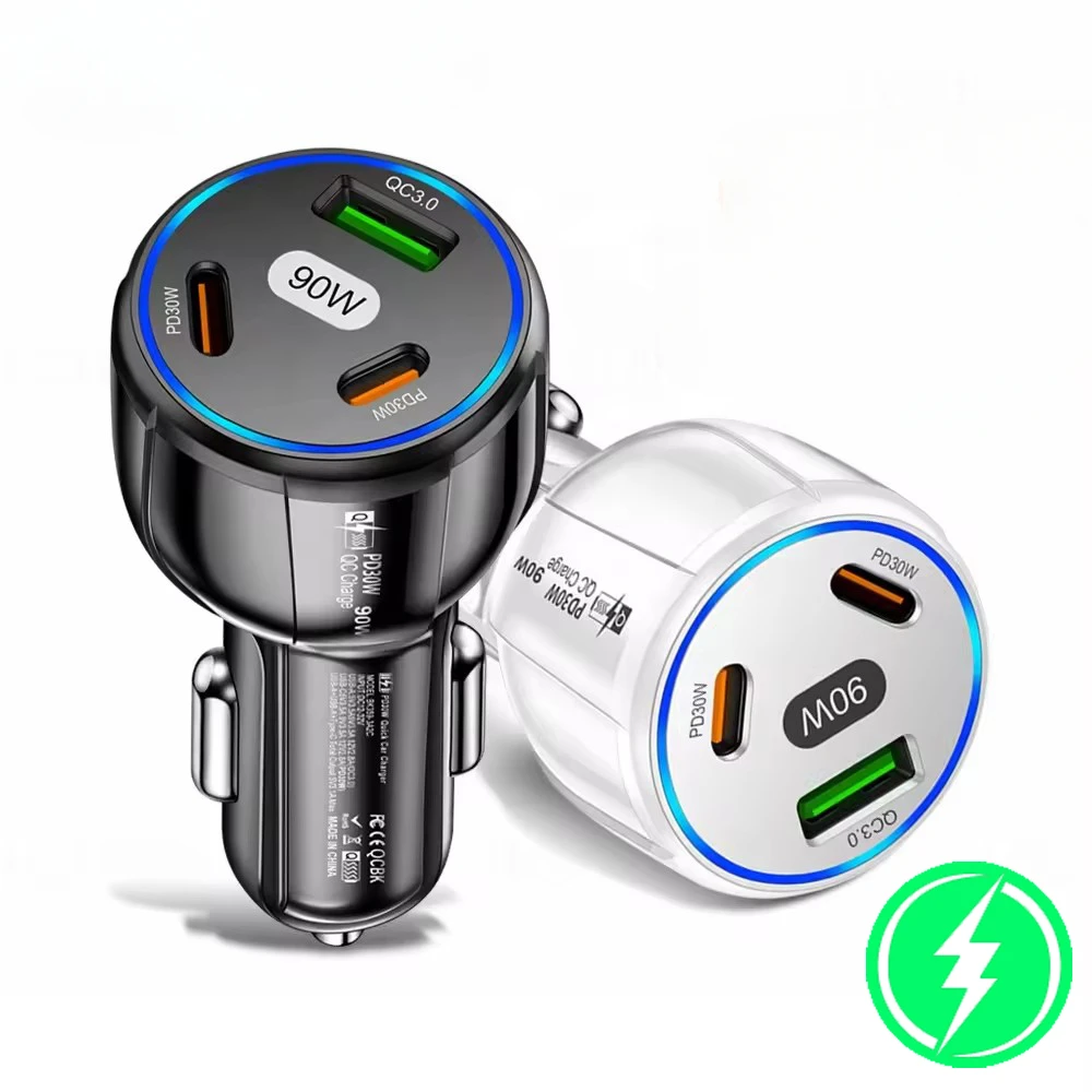 Caricabatteria da auto VIKEFON PD 3 porte caricatore rapido USB tipo C ricarica rapida 3.0 adattatore per telefono da auto per iPhone 15 14 Xiaomi Samsung Huawei