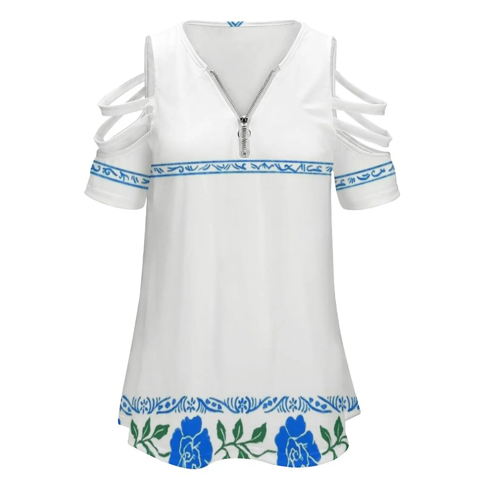 Midsommar Dress New Fashion Zip Off Shoulder Top Short-Sleeve Women Shirt Midsommar Halloween Disguise Costume Runes Horror