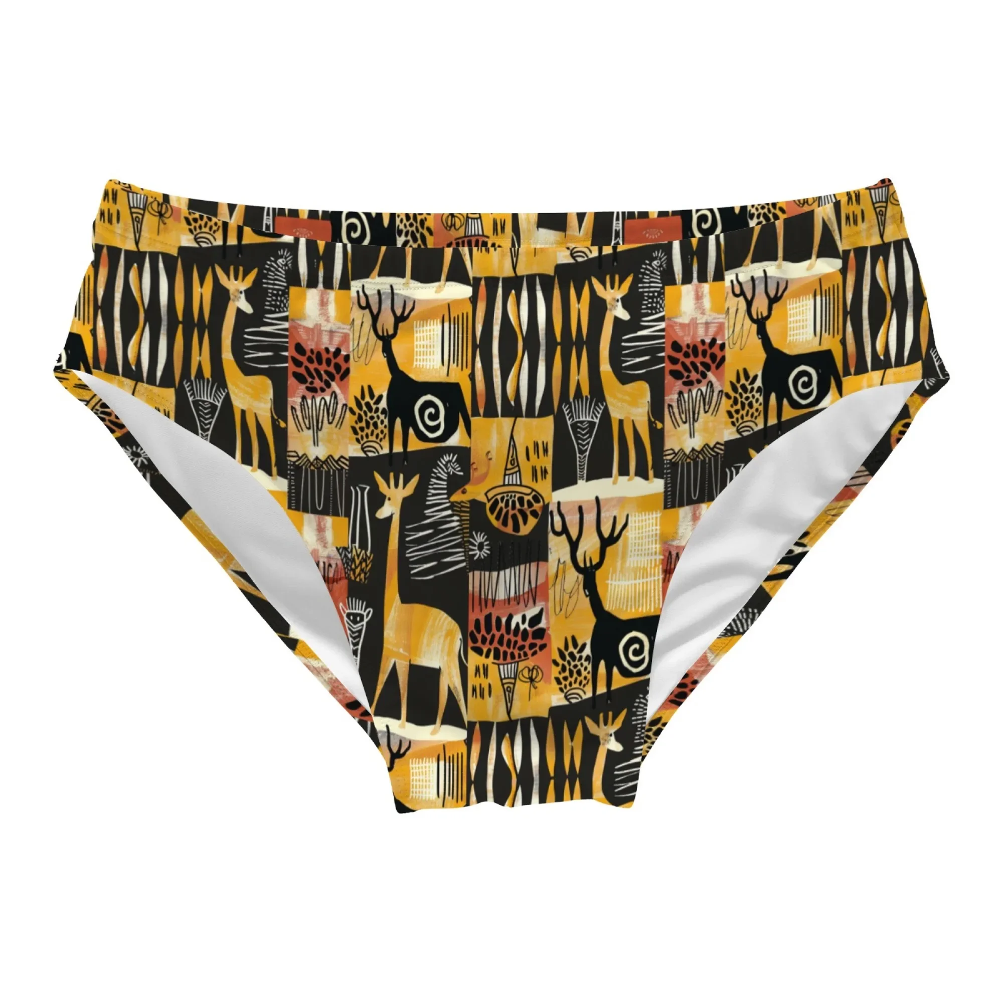 Men's Swim Trunks Fashion Retro Ethnic Totem Print Sexy Men's Briefs Swimwear Lightweight Breathable Beach Surf Shorts Fun Gift