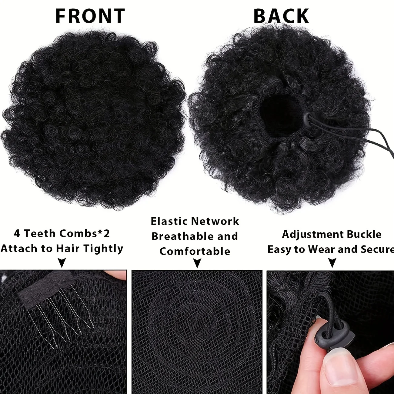 Kinky Curly Afro Puff Ponytail Extensions - Krótkie syntetyczne kawałki włosów do naturalnego wyglądu i stylu - Akcesoria do włosów