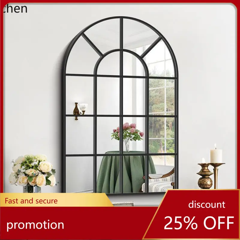 

YFY french arched mirror floor standing dressing mirror hd full body wall mounted grid fitting mirror
