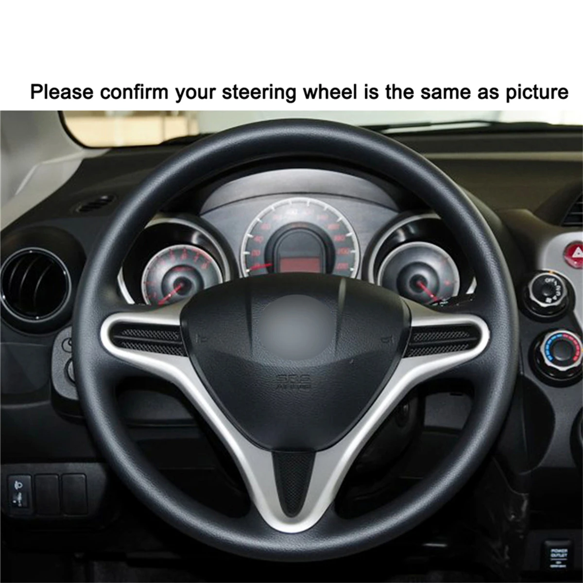 Shining wheat Hand-stitched Black Leather Steering Wheel Cover for Honda Fit Jazz 2008-2014 City 2009-2013 Insight 2010- 2012