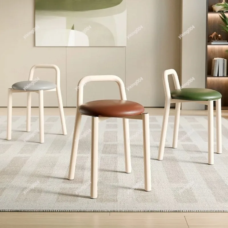 Round Leather Leisure Stool, Modern Simple Seat for Household Dining & Makeup