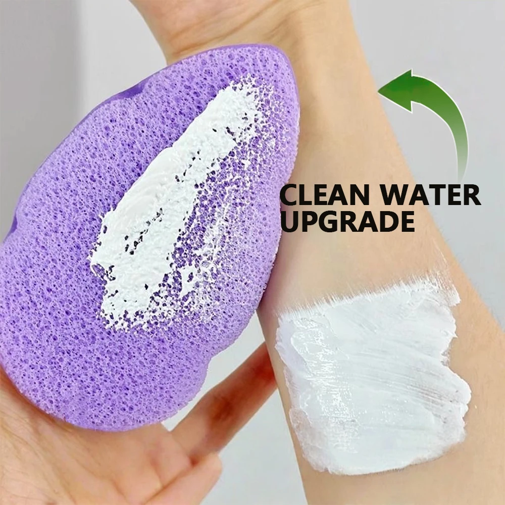 3-piece facial cleansing and exfoliating sponge set, wet and dry, with storage box
