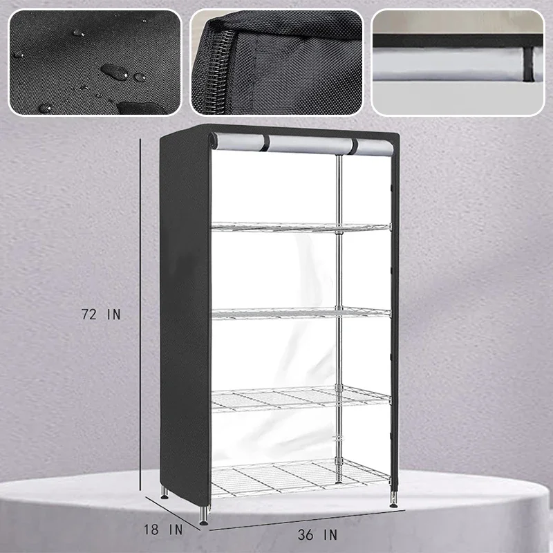 Shelf Dust Cover 210D Silver Coated Oxford Cloth Waterproof Dustproof Storage Shelving Unit Cover Organizer Wire Rack Covers
