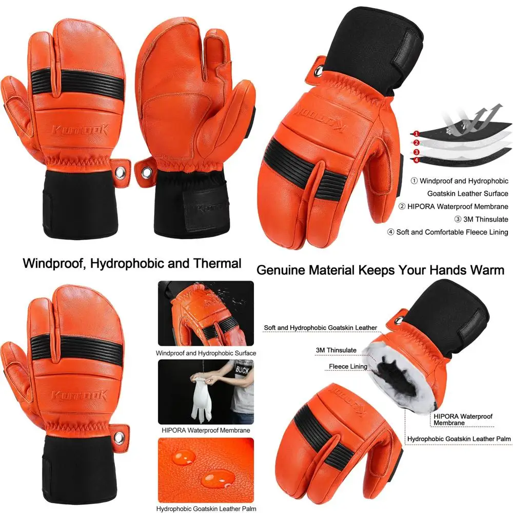 

Waterproof Goat Leather Ski Mittens with Membrane for Outdoor Winter Sports Activities