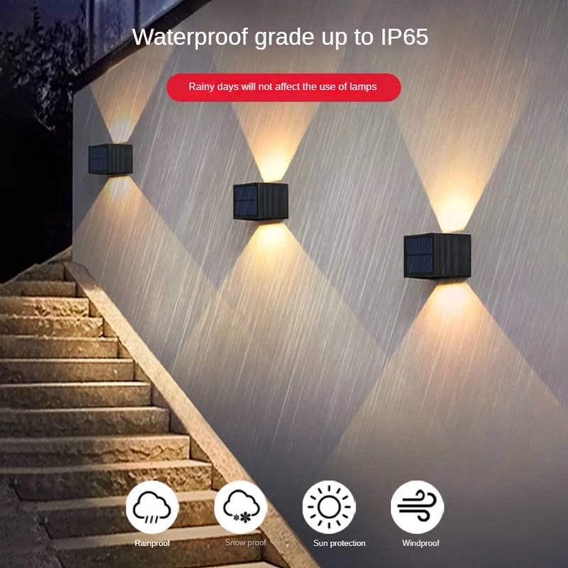 

LED Outdoor Wall Light Waterproof Solar Outdoor Ambient Lighting Porch Lights Garden Lights Outdoor Wall Lamp Black