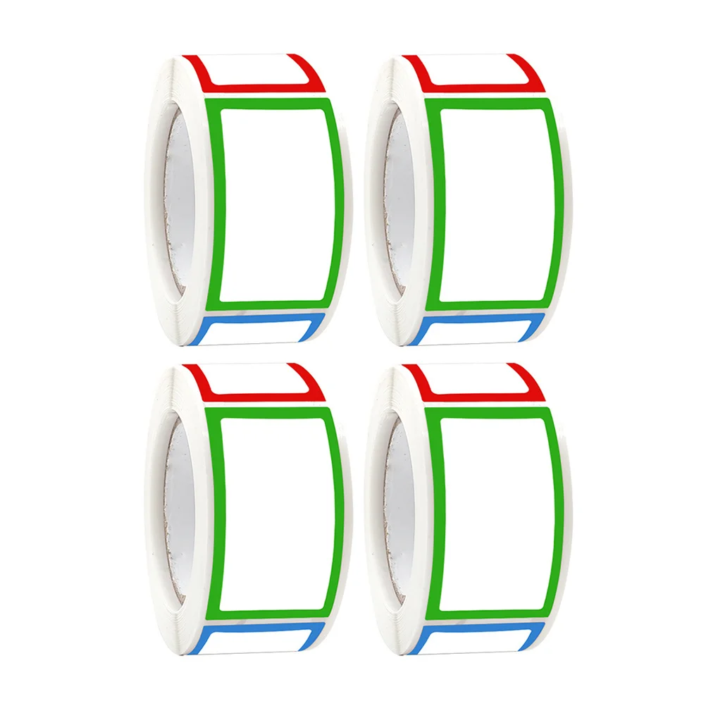 

4 Rolls Blank Self Adhesive Label Stickers Name Tags Colorful Rectangular for Pantry Kitchen Storage Bin Organizing Labels