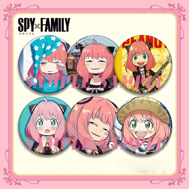 58mm Anime Lovely Round Brooches Anya Forger Yor Forger Bond Forger Figure Badge Creative Enamel Pin for Bag Accessory Ornament