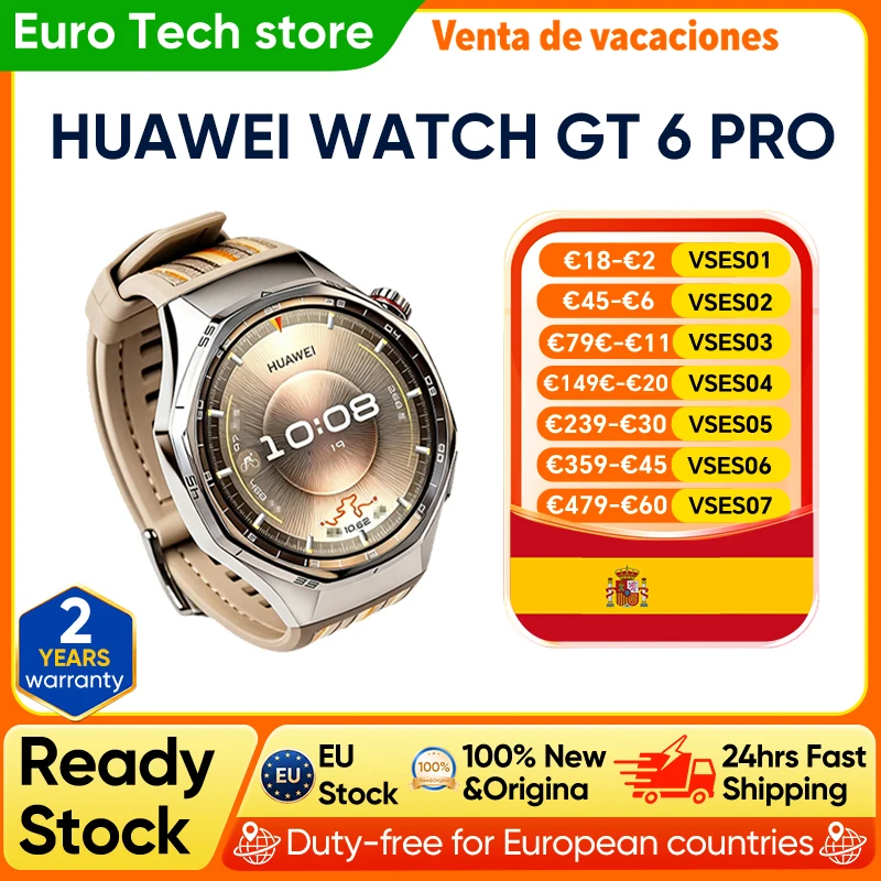 Reloj Inteligente HUAWEI Watch GT 6 Pro de 46 mm con GPS, Pantalla Táctil AMOLED de 1.47», Ciclismo de Nivel Profesional, hasta 21 Días de Autonomía