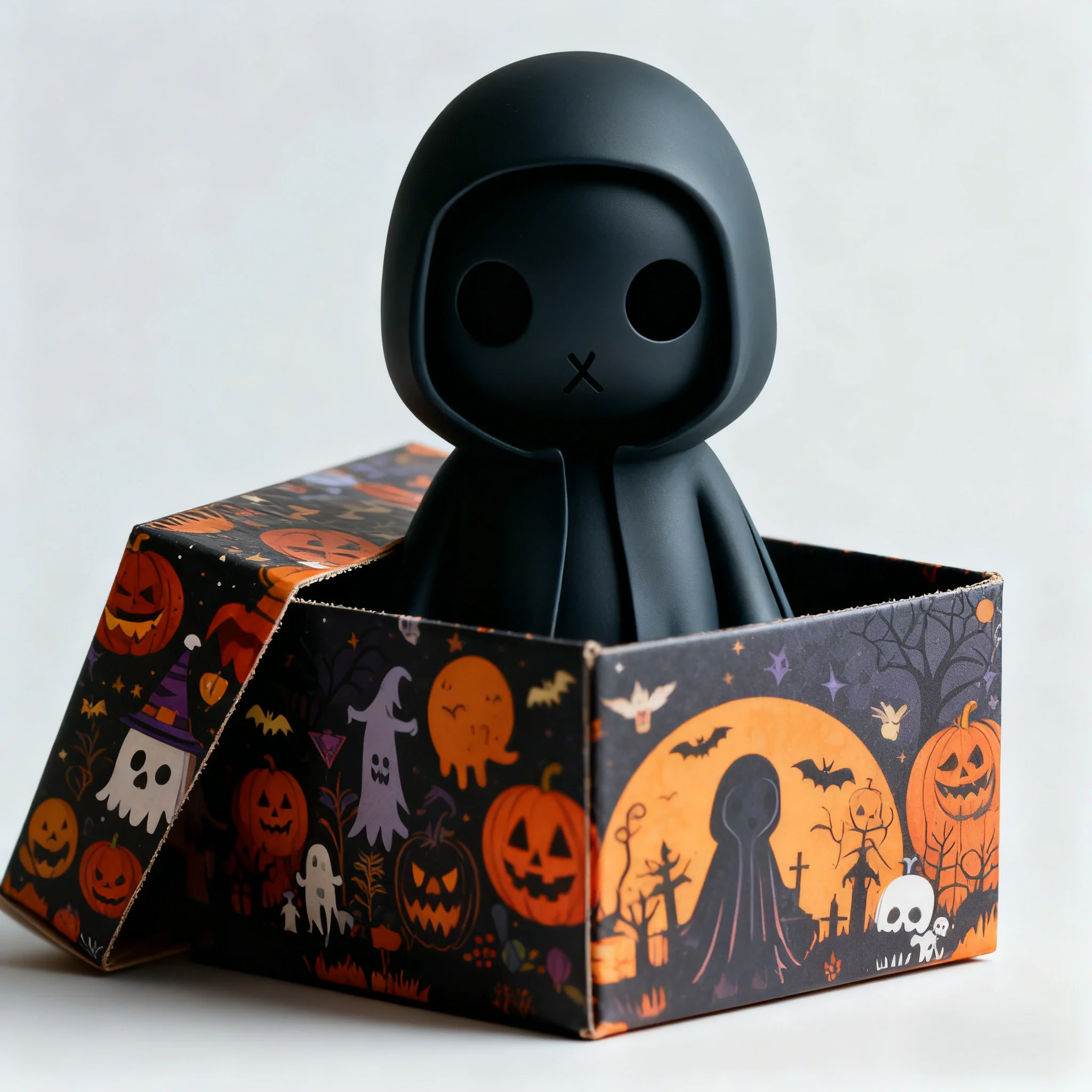 تمثال شبح أبيض وأسود مطبوع ثلاثي الأبعاد - ديكور مكتب الهالوين، لعبة مكتب، هدية فيروسية جديدة لمحبي الرعب ولمسة منزلية