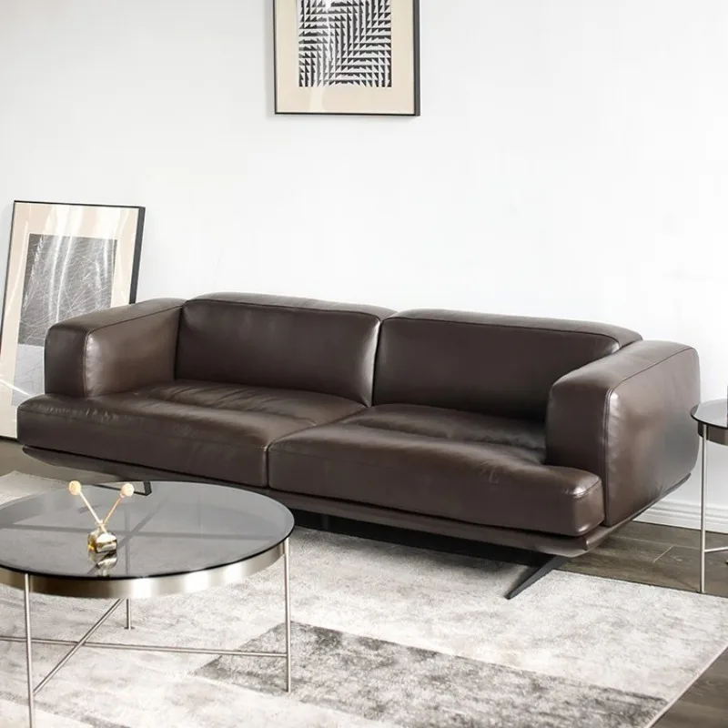 Black double-sided leather art minimalist modern creative small apartment living room module reception sofa combination