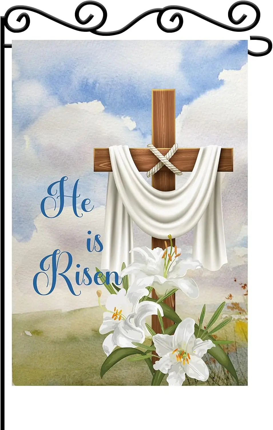 He is Risen Garden Flag - Easter Cross God Bless Garden Decor - Christian Faith Vertical Yard Porch Flag - Religious Cross F EEZ