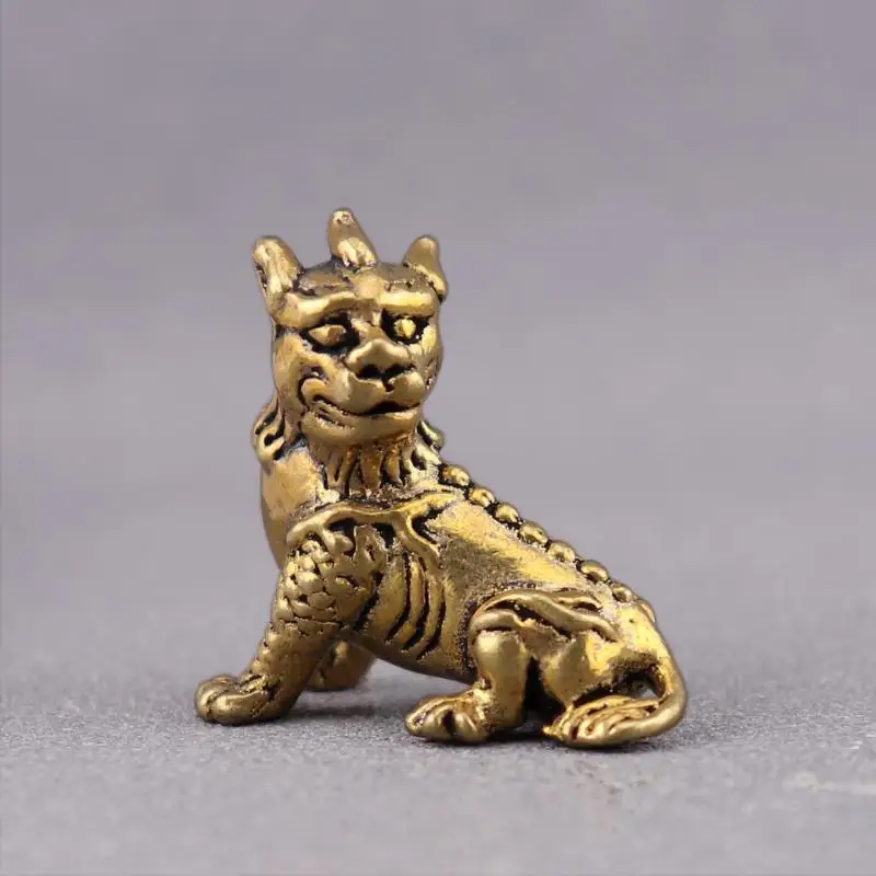 Brass Three-Dimensional Divine Beast Ksitigarbha Mount Small Auspicious Beast Ornament Collectible Tea Pet Ornaments