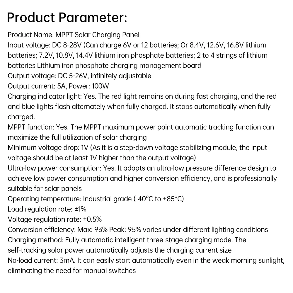 DC 8-28V 5A MPPT Solar Panel Regler Controller Solar Lade Bedienfeld 100W Batterie Laden 9V 12V 24V Auto Schalter – Detail 10