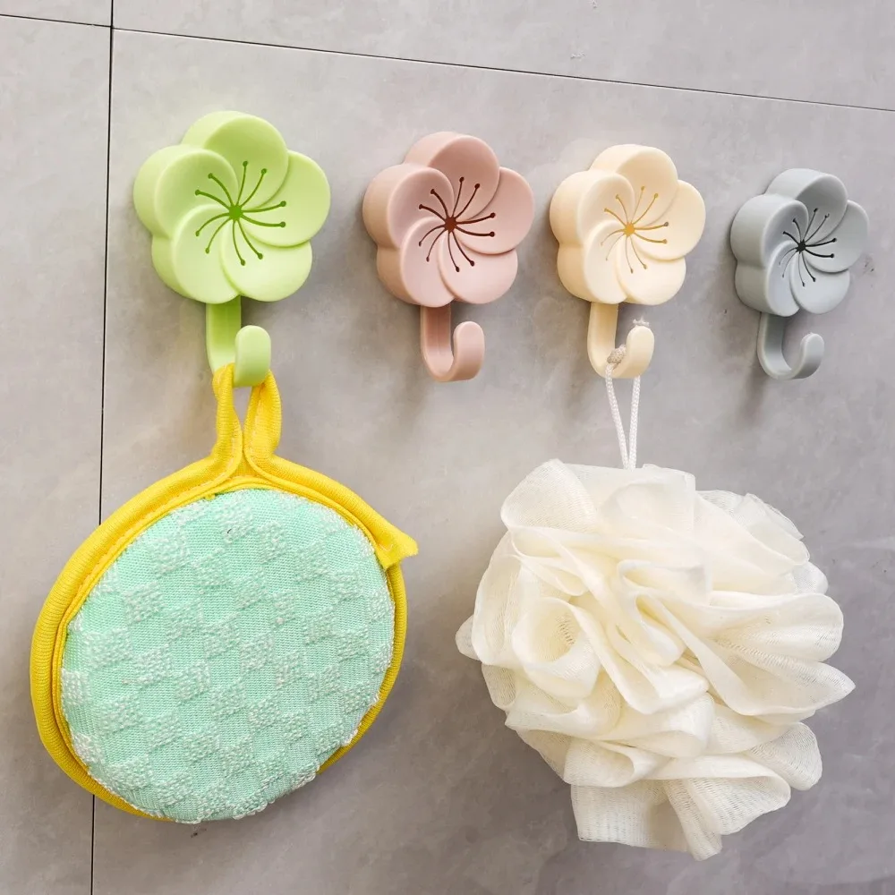 10/1PCS No Punch Aromatherapy Hooks Cherry Blossom Strong Adhesive Wall Hooks for Bathroom Kitchen Key Towels Sundry Sticky Hook