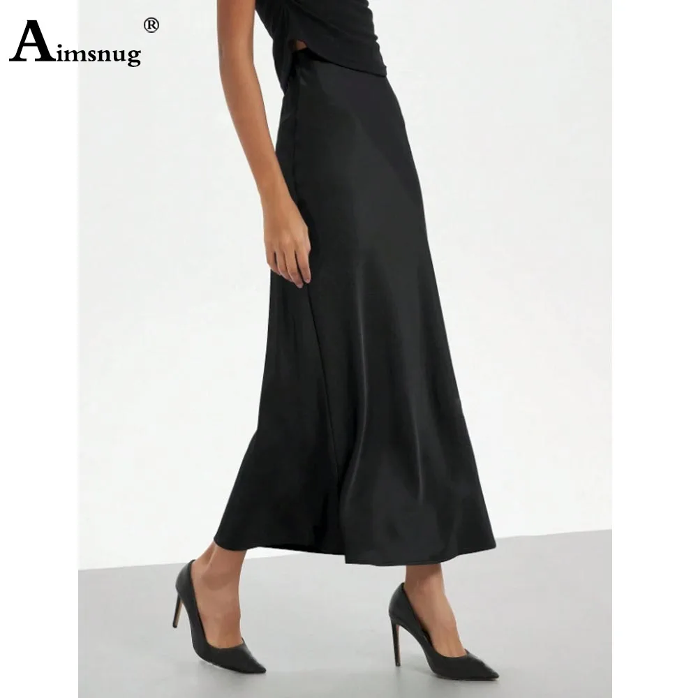 2025, europäischen Luxus Imitation Seide Rock Kleider Frauen Elegante Formale Party Lange Röcke Weibliche High Cut Rock Maxi Böden Neue