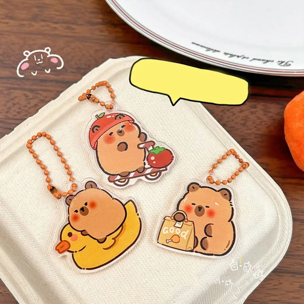 Kawaii الاكريليك كابيبارا سلسلة مفاتيح مصنوعة من الأكريليك لطيف الكرتون كابيبارا حقيبة معلقة الإبداعية مضحك كابيبارا قلادة زوجين
